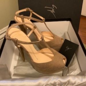 Guiseppe Zanotti Peep Toe Snake Skin Heels